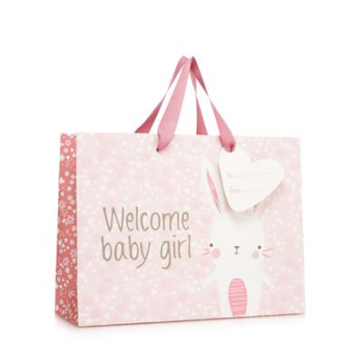Pink 'Welcome Baby Girl' gift bag